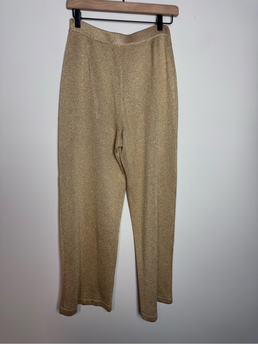ST JOHN Collection Champagne Gold Santana Knit Straight Leg Pants